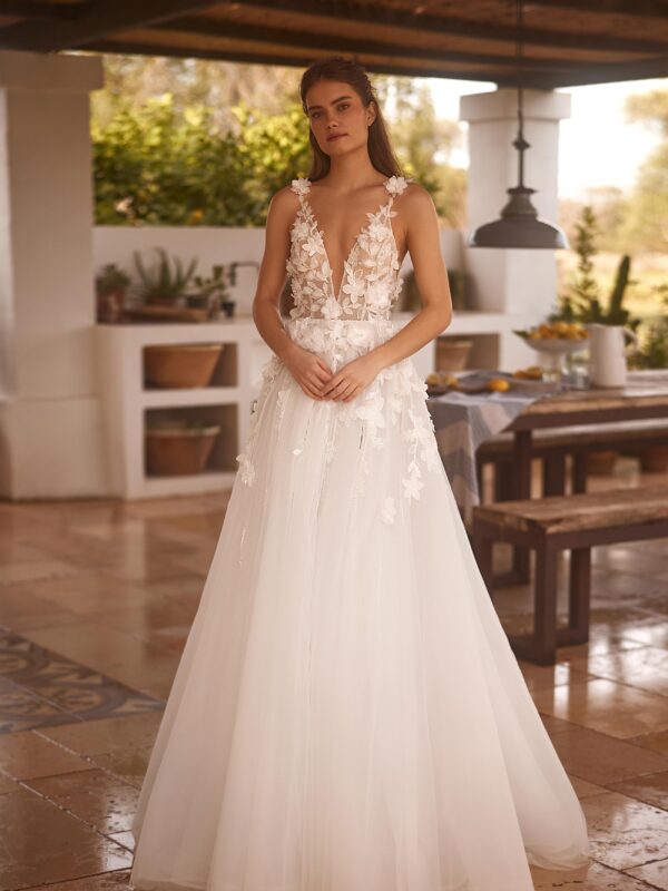 Shimmer Lace Sleeve Applique Wedding Dress 3