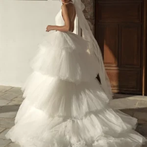 Dramatic A-Line Ballgown with Tiered Ruffles & Plunging V-Neck